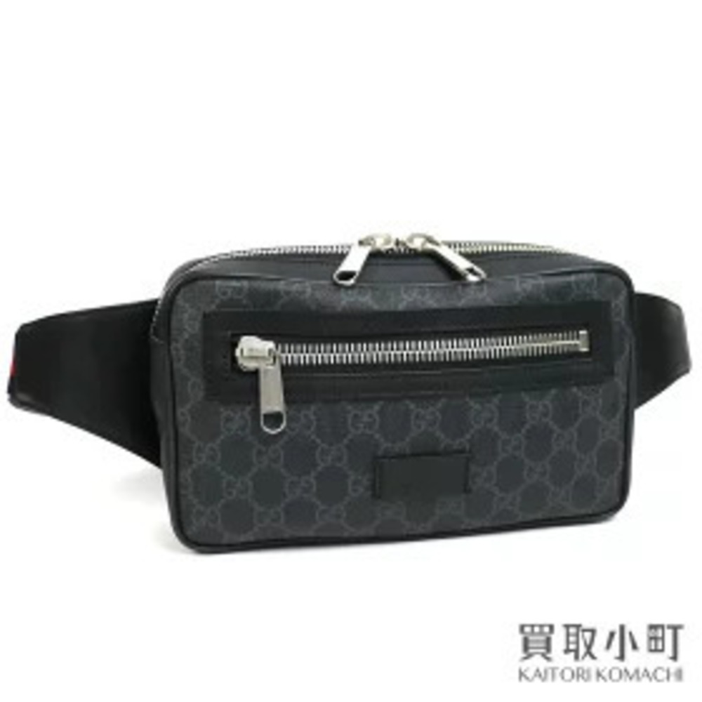 Gucci Soft GG Supreme Belt Bag Black Gray Web Hip Crossbody Plus CANVAS